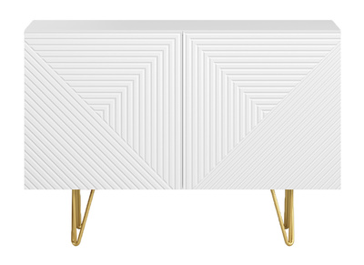 Credenza design bianco e oro con 2 ante L107 cm OZEN