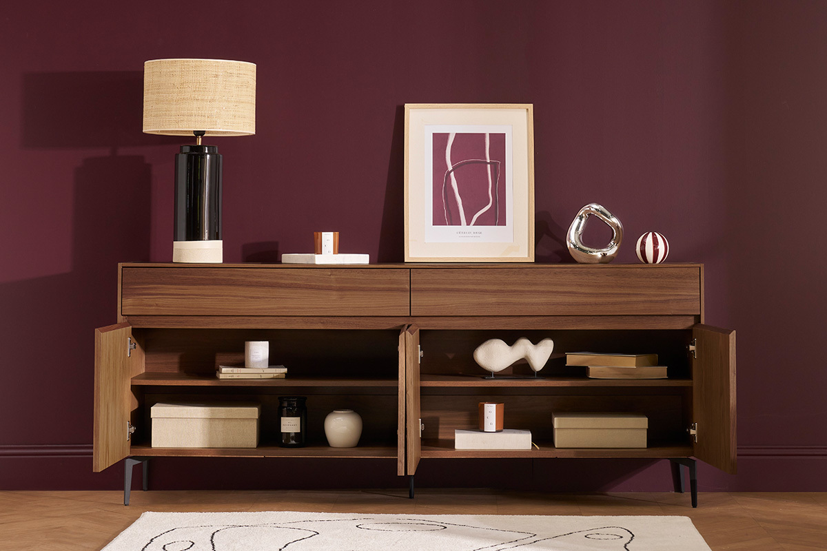 Credenza design impiallacciatura noce L180 cm BLISS