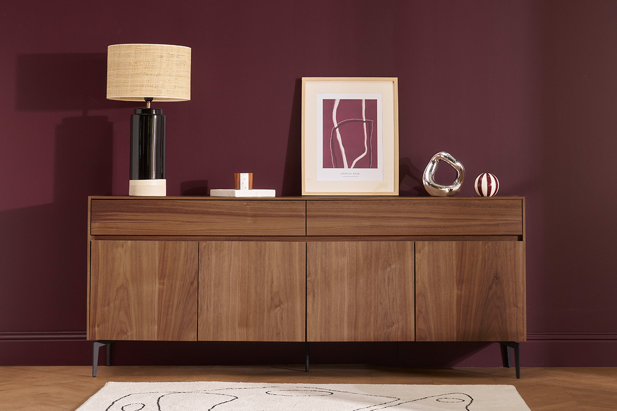 Credenza design impiallacciatura noce L180 cm BLISS