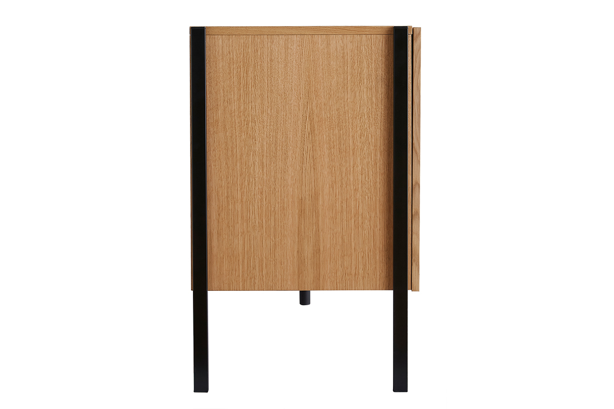 Credenza design in legno di rovere e metallo nero 2 ante 1 cassetto L175 HEDA