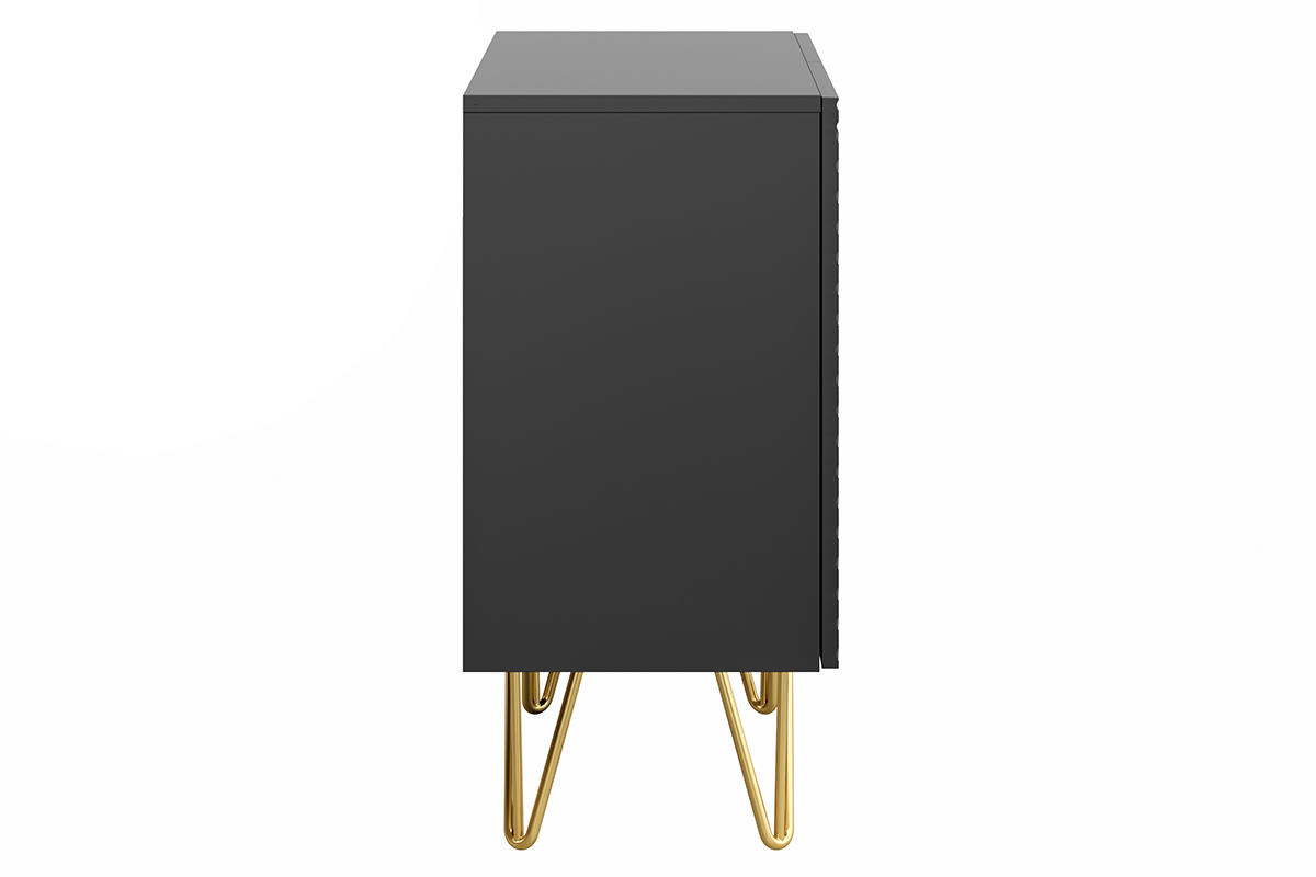 Credenza design nero e metallo dorato 2 ante L107 cm OZEN