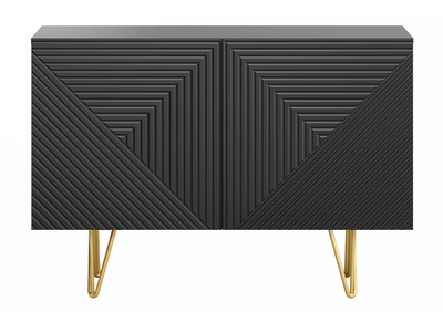 Credenza design nero e metallo dorato 2 ante L107 cm OZEN