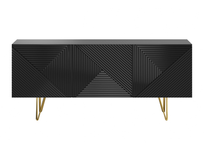 Credenza design nero e oro 3 ante L160 cm OZEN