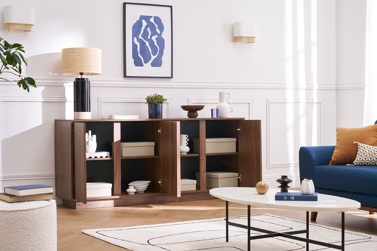 Credenza di design effetto noce L180 cm COMO