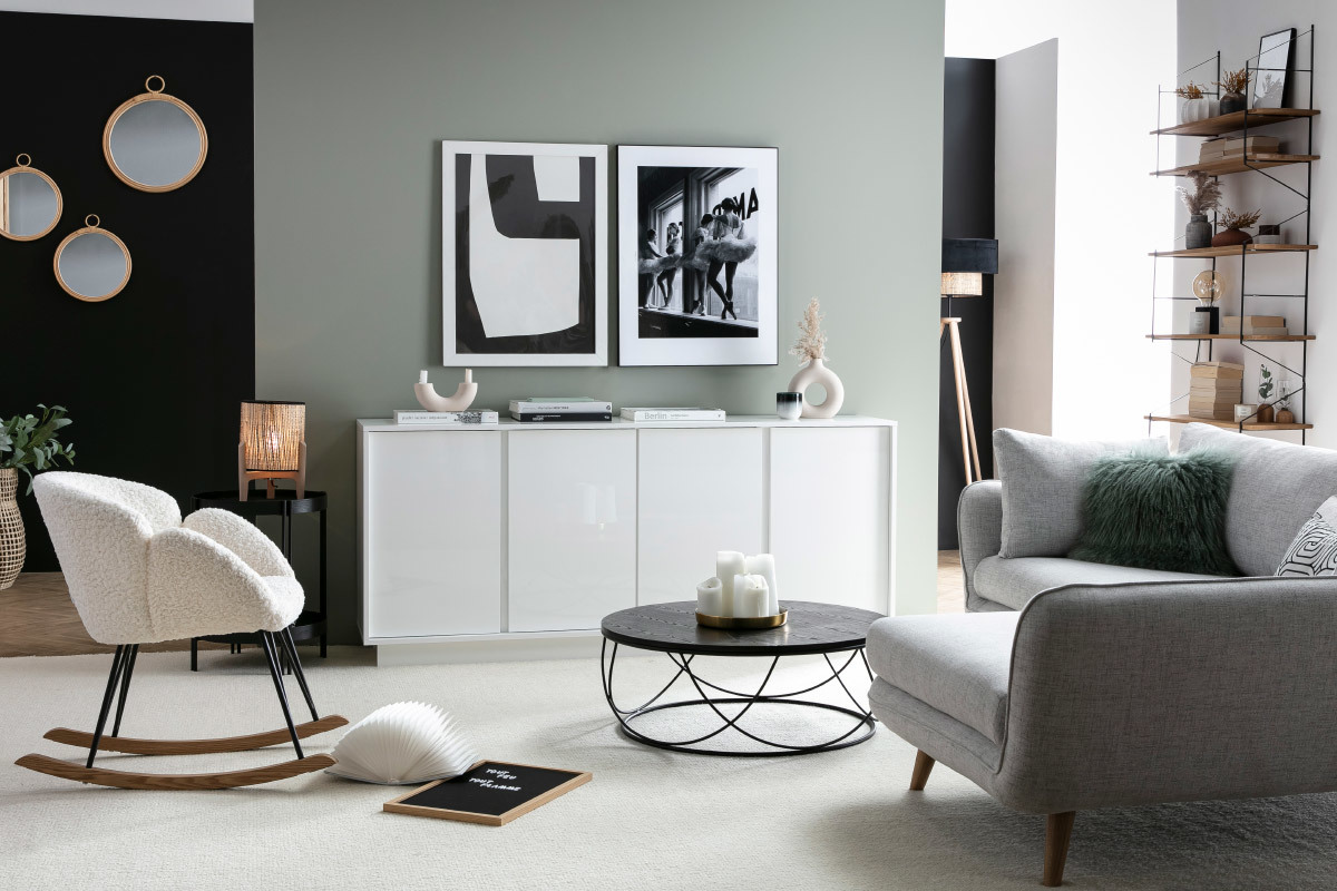 Credenza di design laccata bianca lucida L180 cm COMO