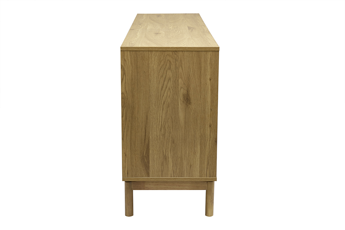 Credenza in legno di quercia di profilo, 2 porte e 3 cassetti, finitura chiara, dimensioni L160 cm.