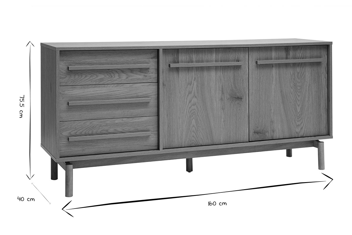 Buffet in bianco e nero con dimensioni: 160 cm di lunghezza, 75,5 cm di altezza, 40 cm di profondit�.