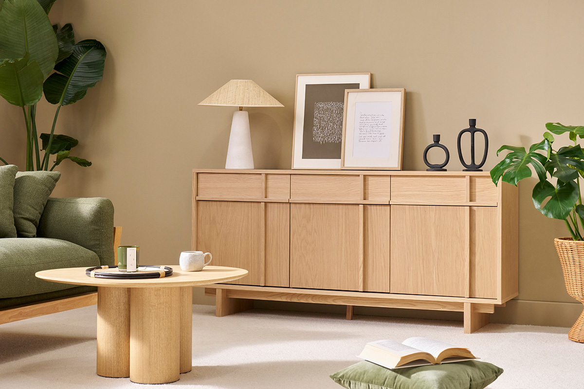 Credenza in legno chiaro di quercia L160 cm ZAO