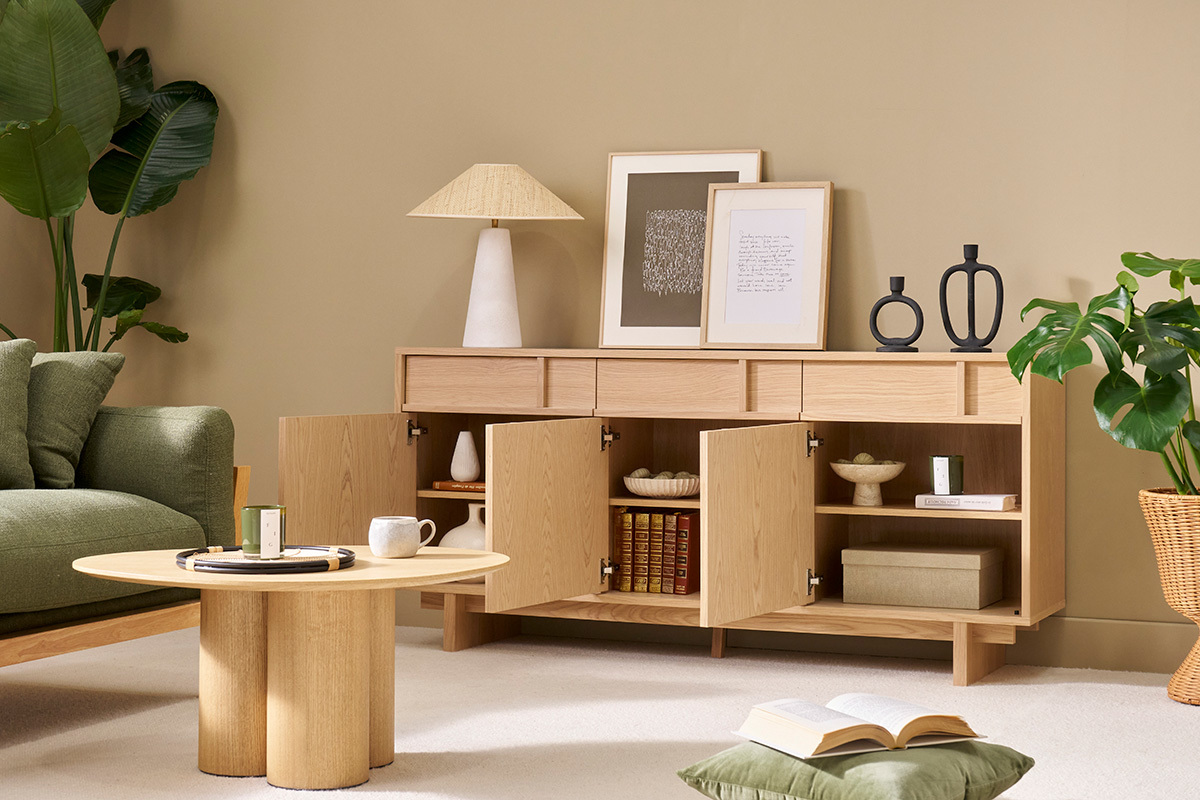 Credenza in legno chiaro di quercia L160 cm ZAO