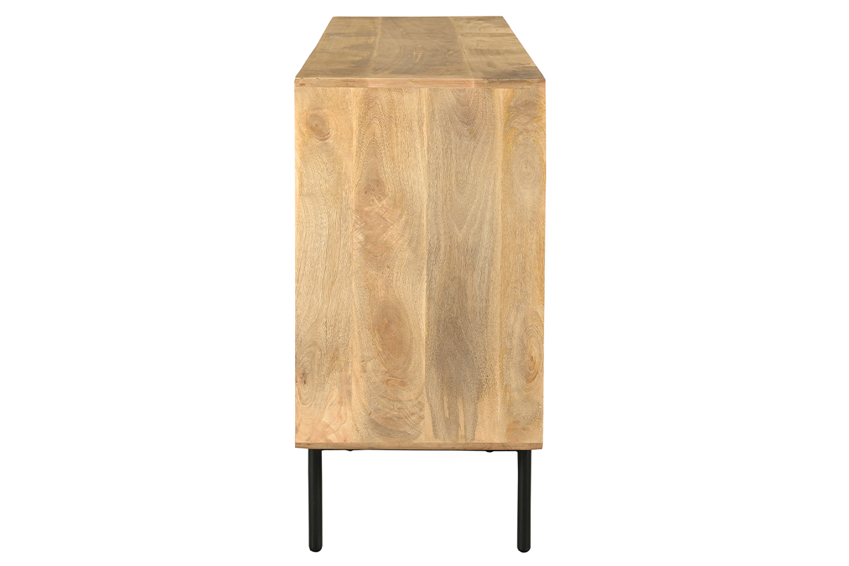Credenza in legno chiaro massello di mango e metallo nero 2 ante L168 cm JUDE