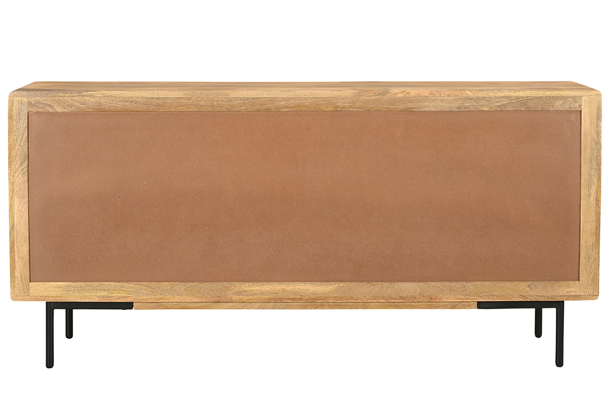 Credenza in legno chiaro massello di mango e metallo nero 2 ante L168 cm JUDE