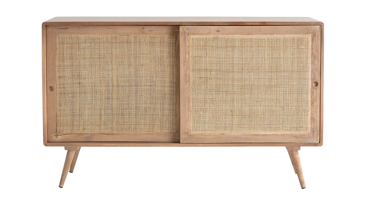 Credenza in legno di mango con intreccio in rattan ACANGE