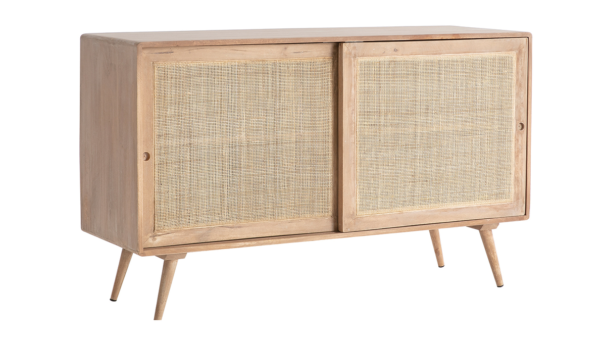 Credenza in legno di mango con intreccio in rattan ACANGE