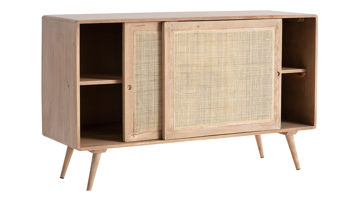 Credenza in legno di mango con intreccio in rattan ACANGE