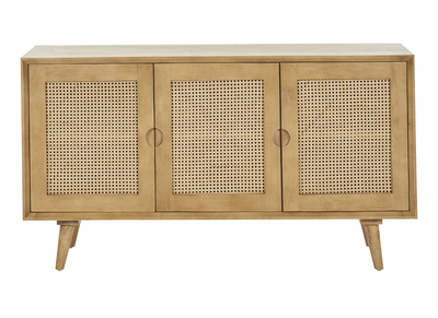 Credenza in legno di mango e motivo a intreccio rattan 3 ante L145 cm LAKA
