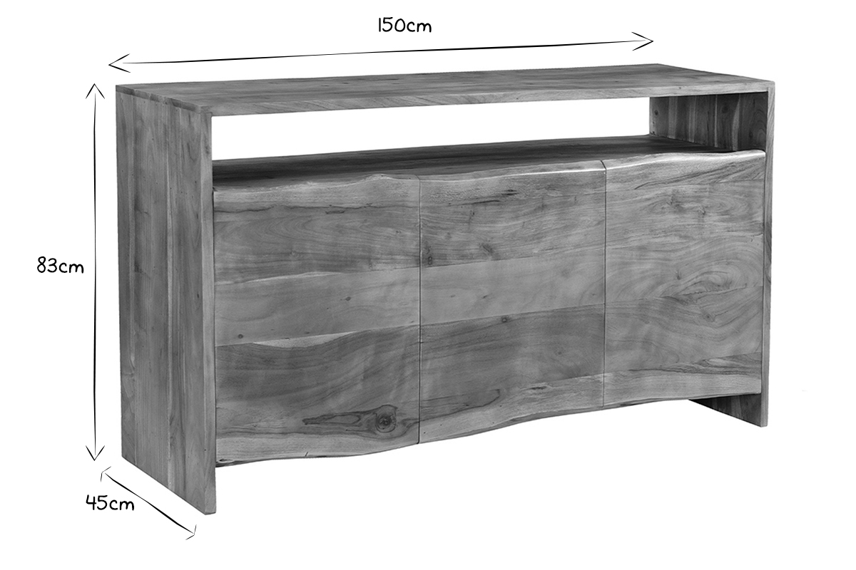 Credenza in legno massello 3 ante L150 cm BOHEMIAN