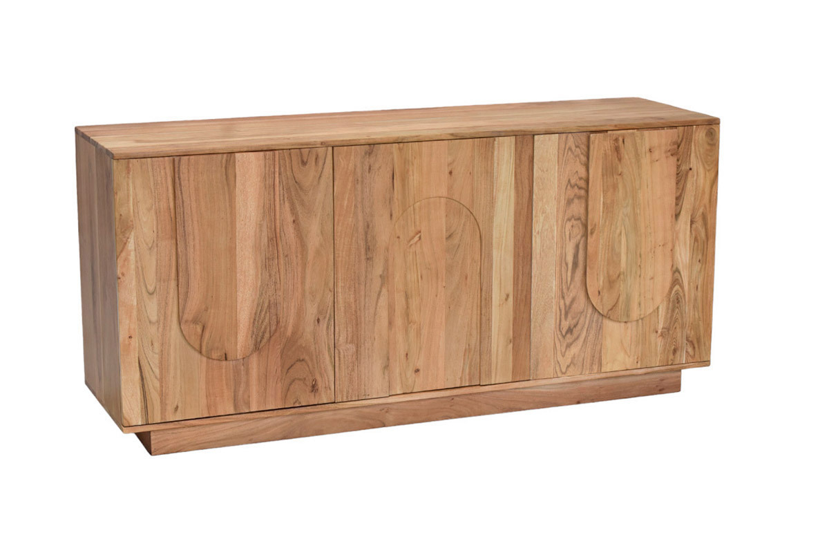 Credenza in legno massello con incisioni 3 ante L160 cm ARK