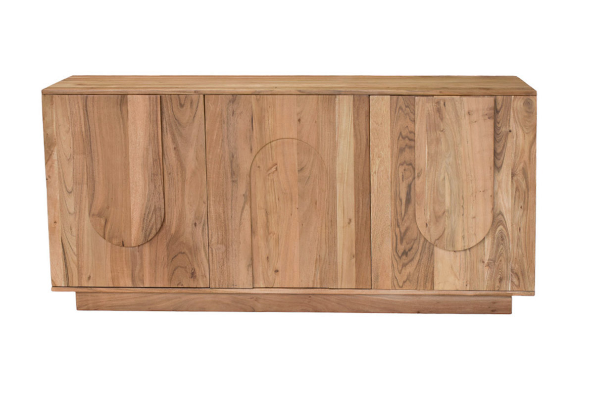 Credenza in legno massello con incisioni 3 ante L160 cm ARK