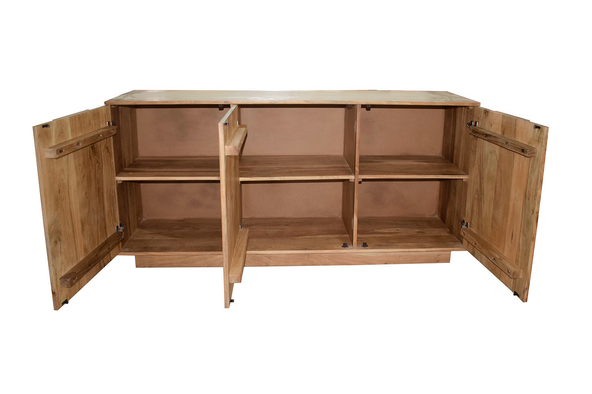 Credenza in legno massello con incisioni 3 ante L160 cm ARK