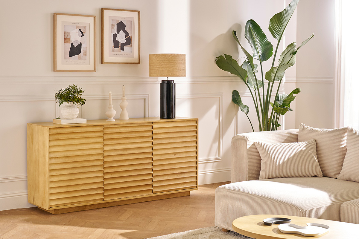 Credenza in legno massello di manghime 3 ante L160 cm MATCHA
