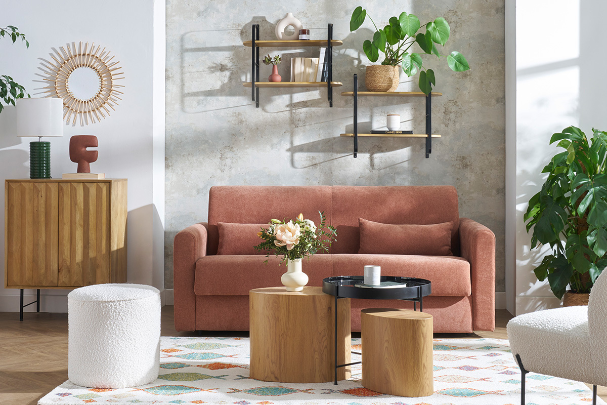 Credenza in legno massello di mango con incisioni e metallo nero 2 ante L70 cm AGRA