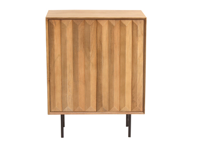 Credenza in legno massello di mango con incisioni e metallo nero 2 ante L70 cm AGRA