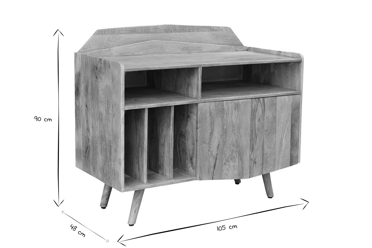 Credenza in legno massello di mango porta vinili MATAHARI