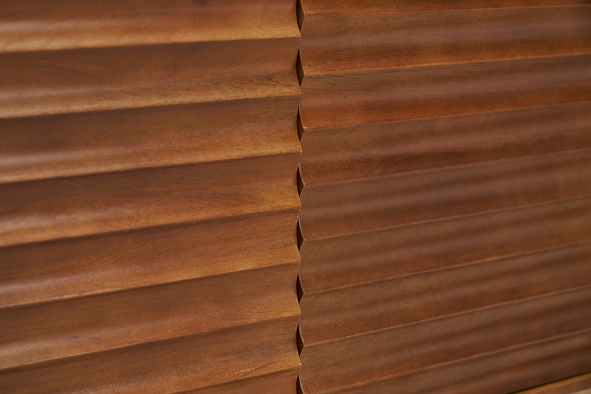 Credenza in legno scuro massello di mango e metallo nero 2 ante L100 cm ONDA