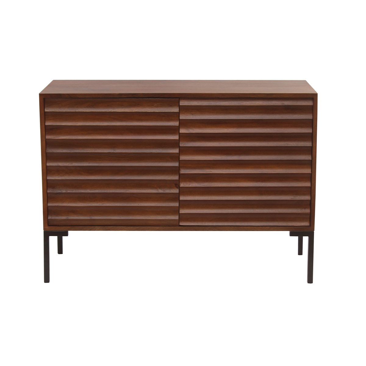 Credenza in legno scuro massello di mango e metallo nero 2 ante L100 cm ONDA