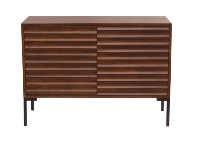 Credenza in legno scuro massello di mango e metallo nero 2 ante L100 cm ONDA