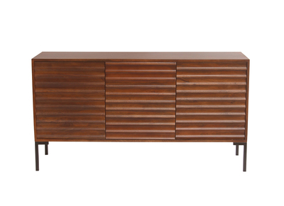 Credenza in legno scuro massello di mango e metallo nero 3 ante L140 cm ONDA