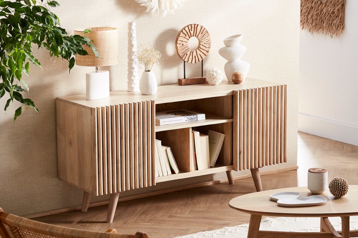 Credenza in mango con porte scorrevoli ALBA