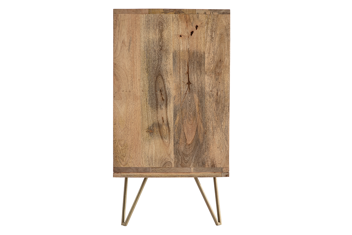 Credenza incisa in mango e metallo dorato LINIUM