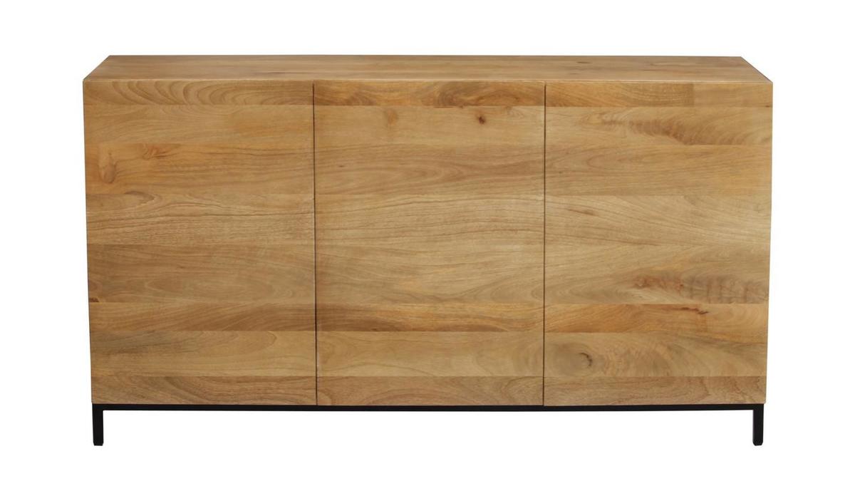 Credenza industriale 3 ante in legno massello di mango e metallo YPSTER