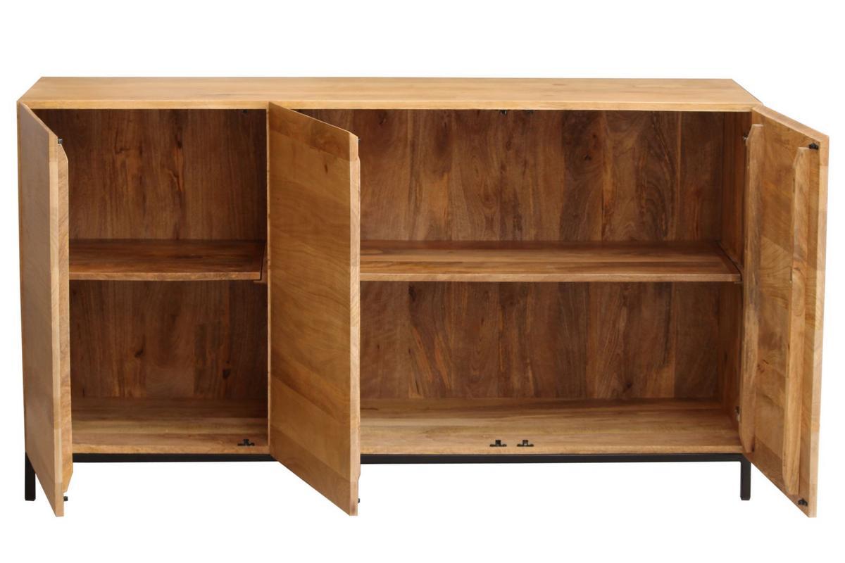 Credenza industriale 3 ante in legno massello di mango e metallo YPSTER