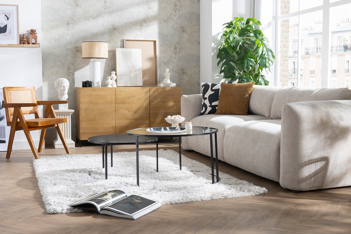Credenza industriale 3 ante in legno massello di mango e metallo YPSTER