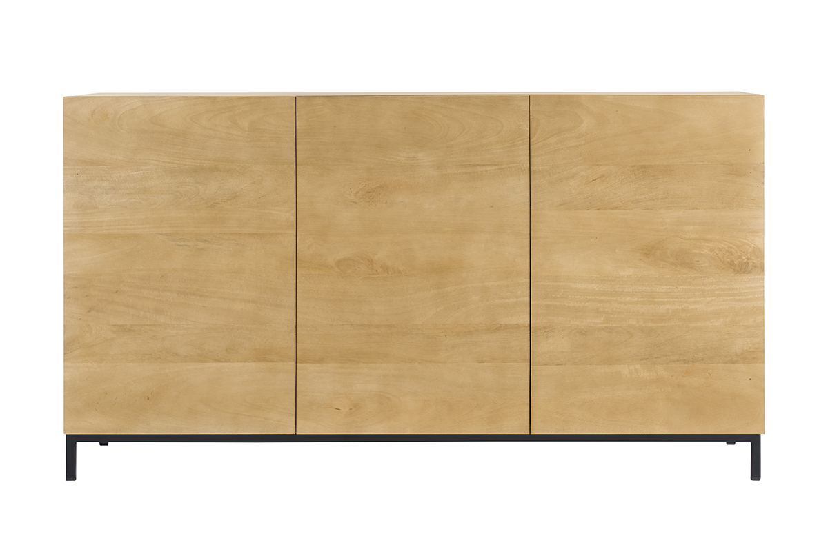 Credenza industriale 3 ante in legno massello di mango e metallo YPSTER