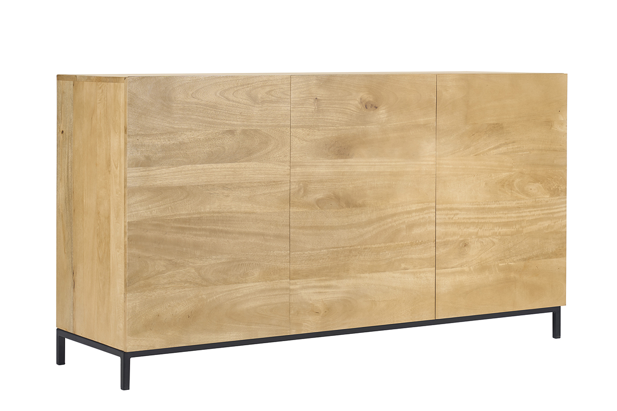 Credenza industriale 3 ante in legno massello di mango e metallo YPSTER