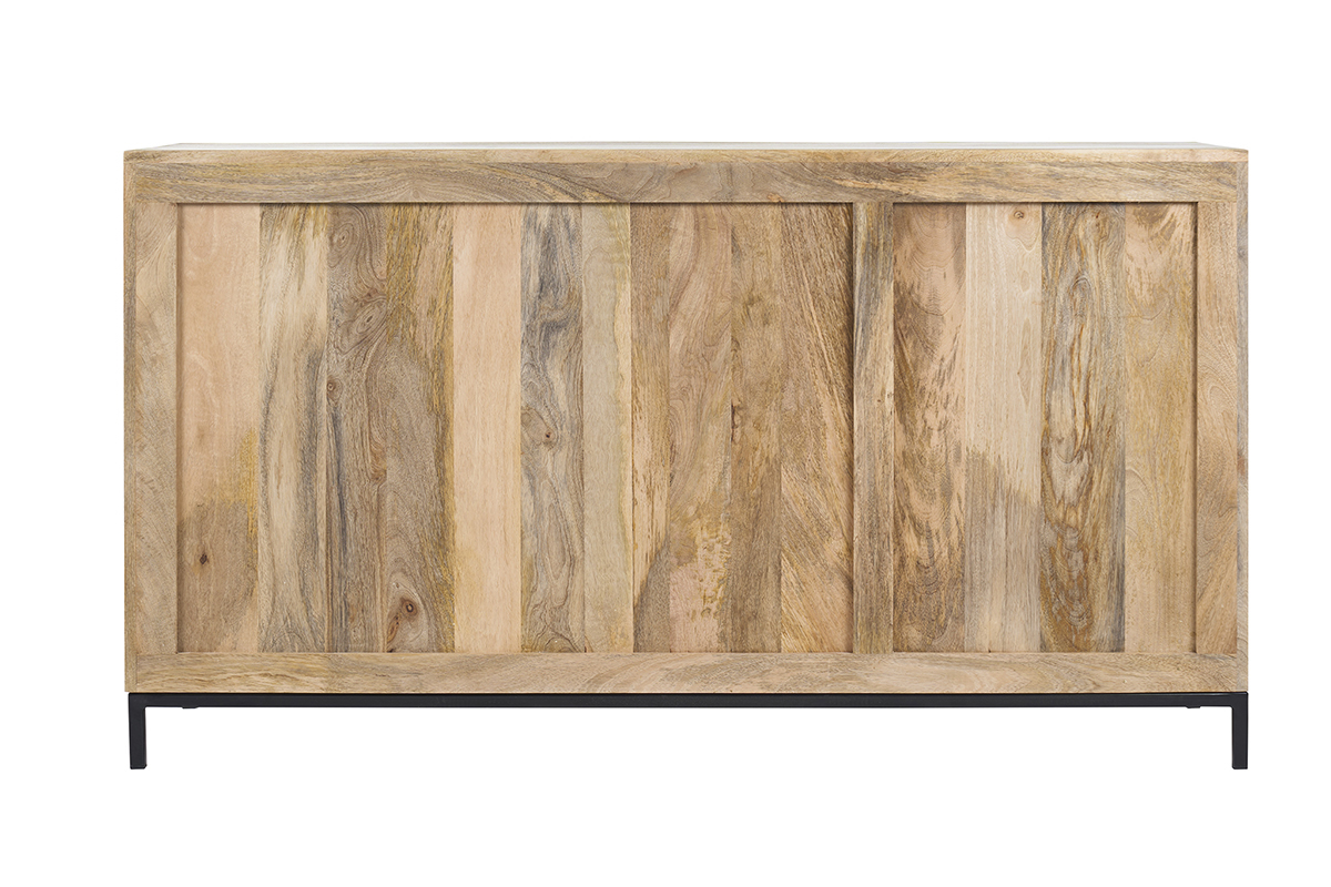 Credenza industriale 3 ante in legno massello di mango e metallo YPSTER