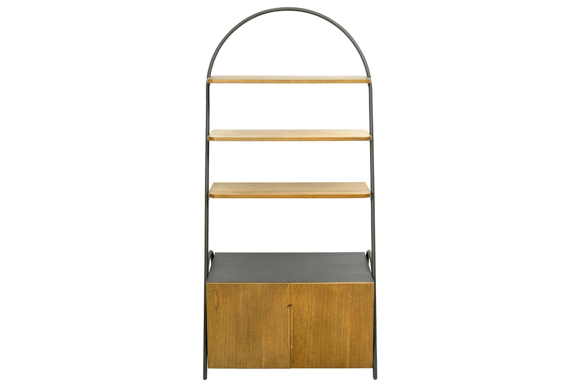 Credenza industriale con mensole legno e metallo grigio MODI