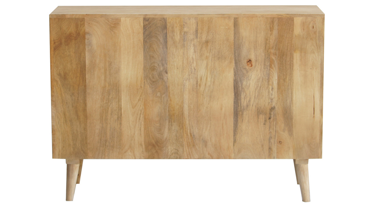 Credenza mobile portabottiglie o vinili in legno massello di mango ISIDRO