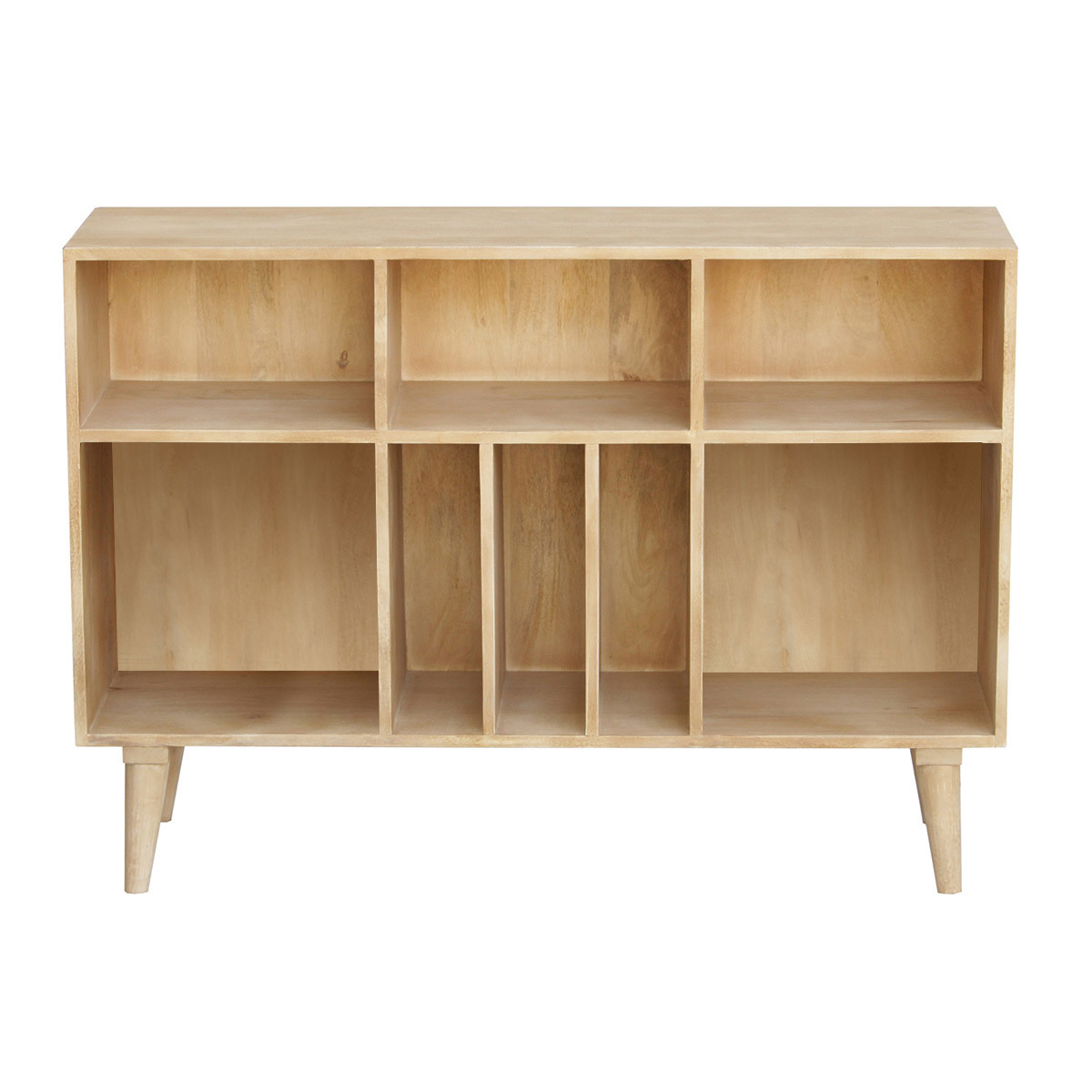 Credenza mobile portabottiglie o vinili in legno massello di mango ISIDRO