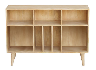 Credenza mobile portabottiglie o vinili in legno massello di mango ISIDRO