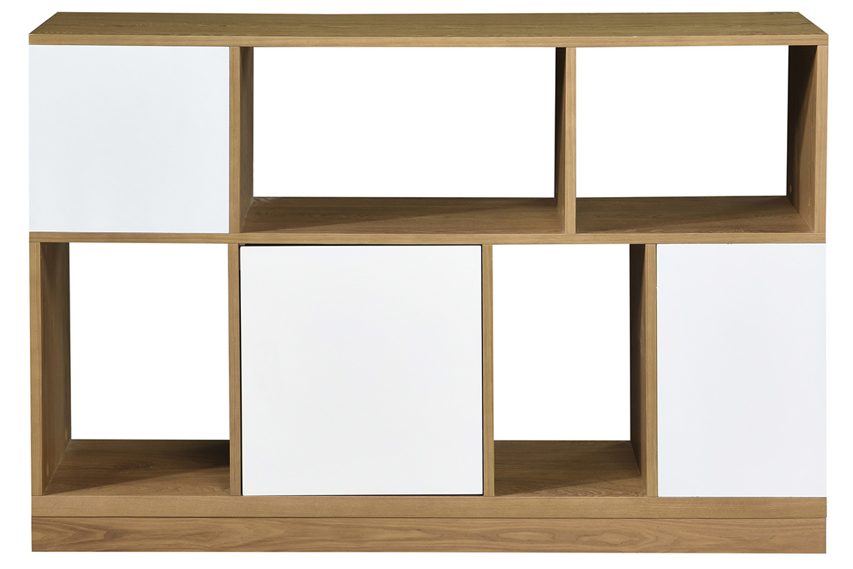 Credenza reversibile blu anatra e bianco JODIE - Miliboo