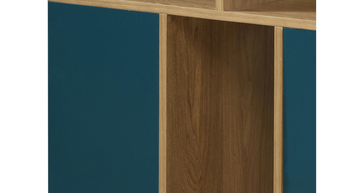 Credenza reversibile blu anatra e bianco JODIE - Miliboo