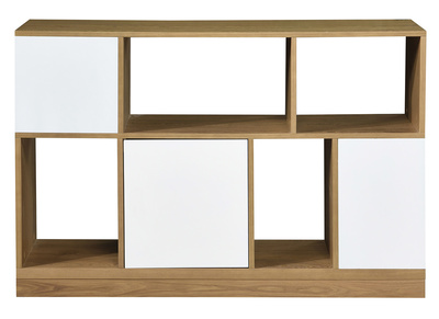 Credenza reversibile blu anatra e bianco JODIE - Miliboo