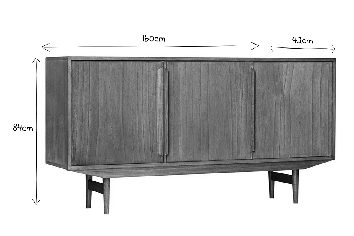 Credenza scandinava 3 ante L160 cm SEVEN