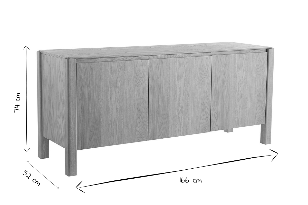 Credenza scandinava 3 ante legno rovere L166 cm AGALI