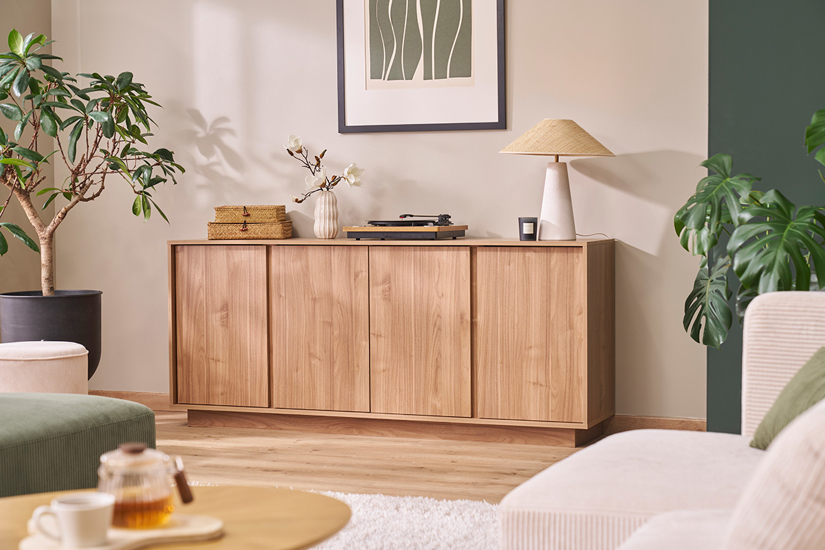 Credenza scandinava 4 ante finitura rovere L180 cm COMO
