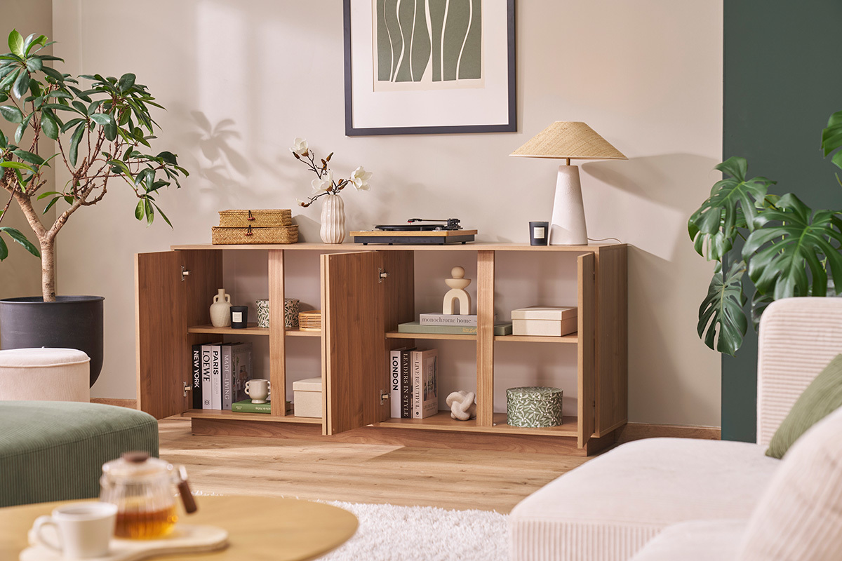 Credenza scandinava 4 ante finitura rovere L180 cm COMO